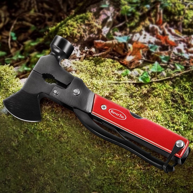 RoverTac 14-in-1 Multitool Camping Axe Hatchet – Essential Camping Gear with Knife, Hammer, Saw, Bottle Opener, Screwdriver – Multi Tool with Sheath – Gifts for Men, Dad, and Outdoor Adventures - Image 3